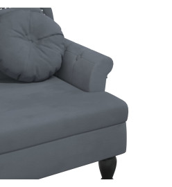 Banc avec coussins gris foncé 120,5x65x75 cm velours