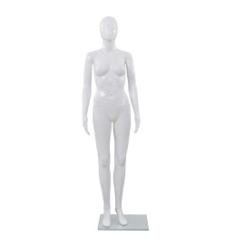 Mannequin femme corps complet base verre Blanc brillant 175 cm