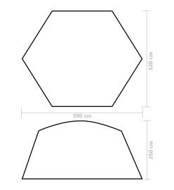 Tente de piscine Tissu 590x520x250 cm Gris