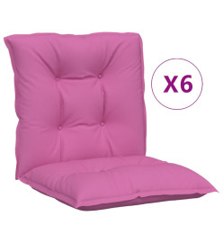 Coussins de chaise de jardin à dossier bas lot de 6 rose