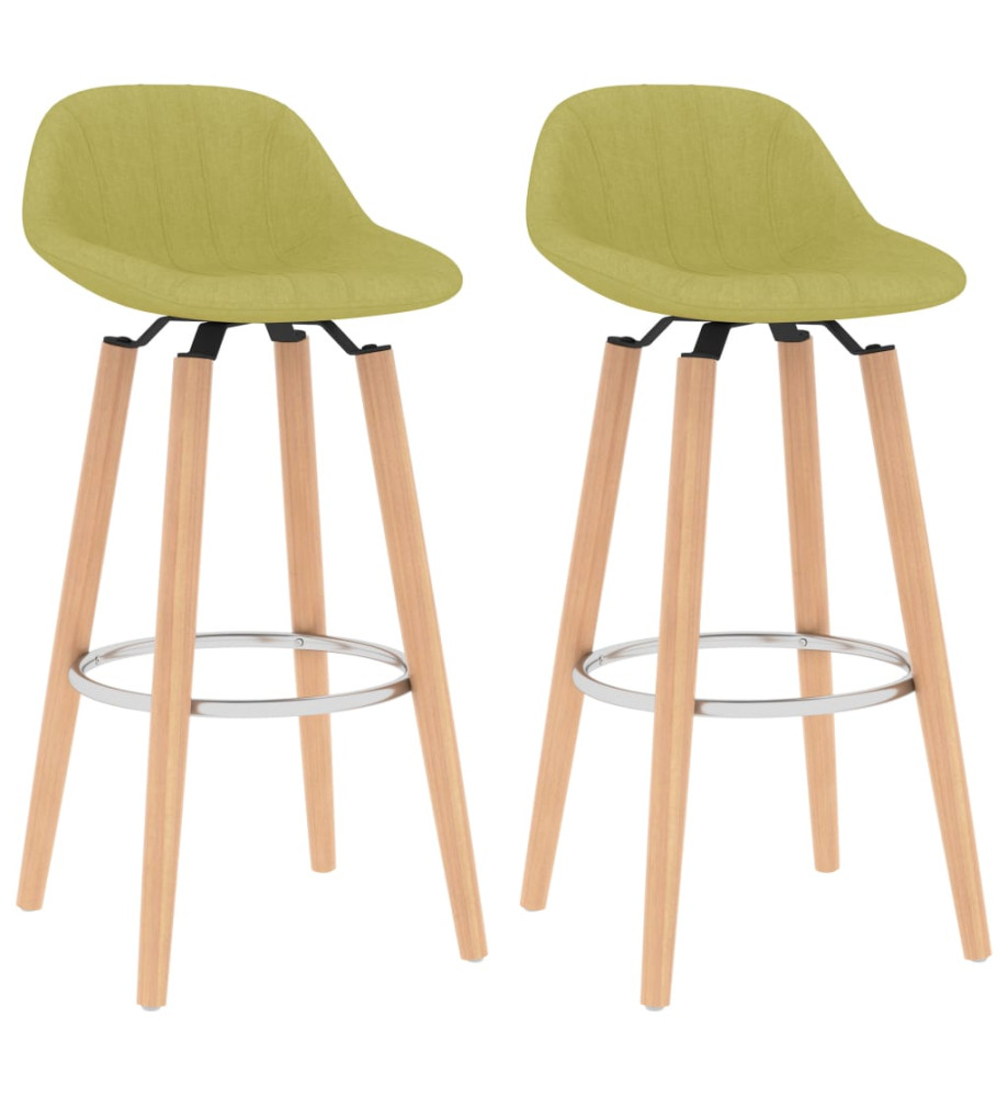 Tabourets de bar lot de 2 vert tissu