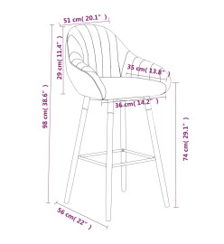 Tabourets de bar lot de 2 gris clair tissu