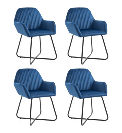 Chaises à manger lot de 4 Bleu Velours