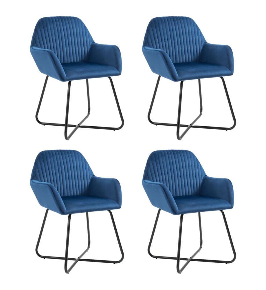 Chaises à manger lot de 4 Bleu Velours