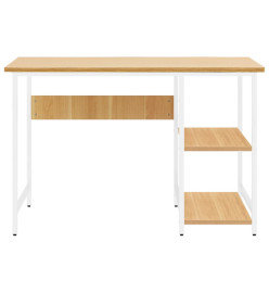 Bureau d'ordinateur Blanc/chêne clair 105x55x72 cm MDF et métal