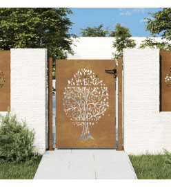 Portail de jardin 105x130 cm acier corten conception de l'arbre