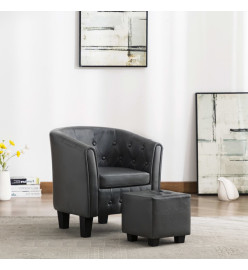 Fauteuil avec repose-pied Gris Similicuir