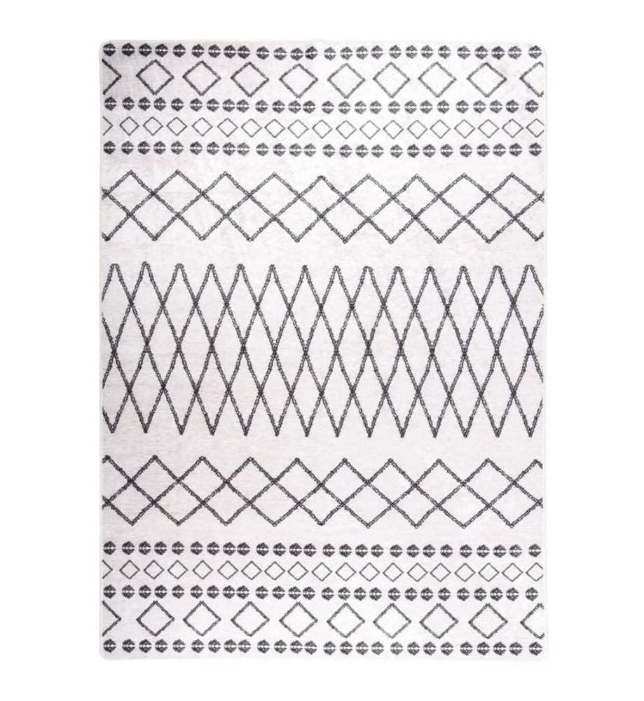 Tapis lavable noir et blanc 150x230 cm antidérapant