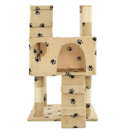 Arbre à chat et griffoirs en sisal 170 cm Beige Motif de pattes