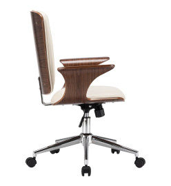 Chaise pivotante de bureau Crème Similicuir et bois courbé