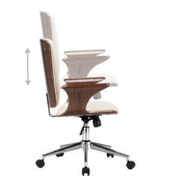 Chaise pivotante de bureau Crème Similicuir et bois courbé