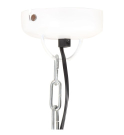 Lampe suspendue industrielle Blanc Fer et bois solide 46 cm E27