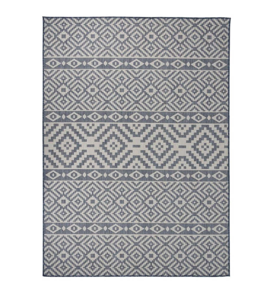 Tapis à tissage plat d'extérieur 200x280 cm Rayures bleues