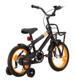 Vélo d'enfant avec porte-bagages avant 14 pouces Noir et orange