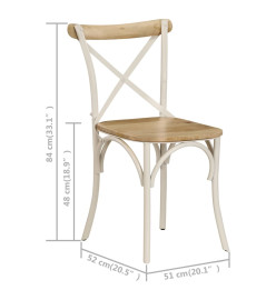 Chaises à dossier croisé lot de 6 blanc bois de manguier massif