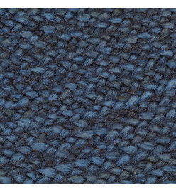 Tapis tressé réversible Bleu marine et naturel 90 cm Jute Rond