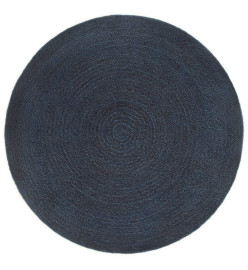 Tapis tressé réversible Bleu marine et naturel 180 cm Jute Rond