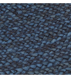 Tapis tressé réversible Bleu marine et naturel 180 cm Jute Rond