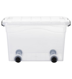 Boîtes de rangement et roues et couvercles 5pcs Transparent 40L