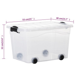 Boîtes de rangement et roues et couvercles 5pcs Transparent 40L