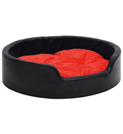 Lit pour chiens Noir et rouge 79x70x19 cm Peluche et similicuir