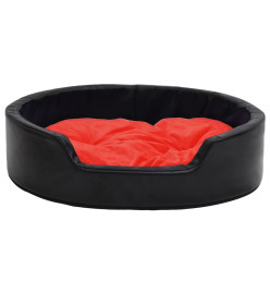 Lit pour chiens Noir et rouge 79x70x19 cm Peluche et similicuir