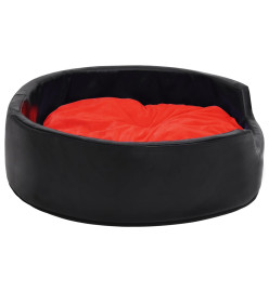 Lit pour chiens Noir et rouge 79x70x19 cm Peluche et similicuir