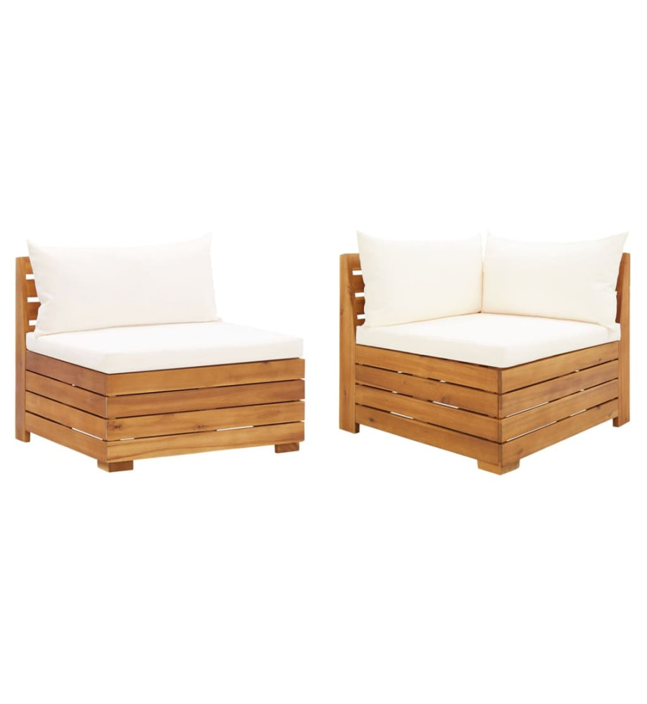 Salon de jardin 2 pcs avec coussins Bois d'acacia solide