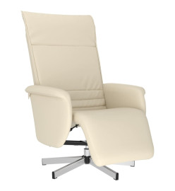 Fauteuil inclinable avec repose-pieds crème similicuir