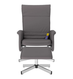 Fauteuil inclinable de massage avec repose-pied gris similicuir