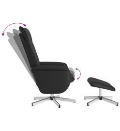 Fauteuil inclinable avec repose-pied noir similicuir