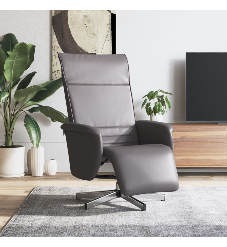 Fauteuil inclinable avec repose-pieds gris similicuir