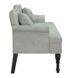 Banc avec coussins gris clair 120,5x65x75 cm velours