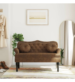 Banc avec coussins marron 120,5x65x75 cm similicuir daim