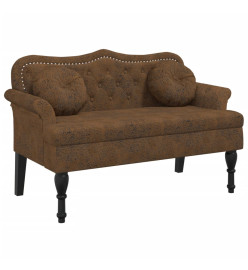 Banc avec coussins marron 120,5x65x75 cm similicuir daim