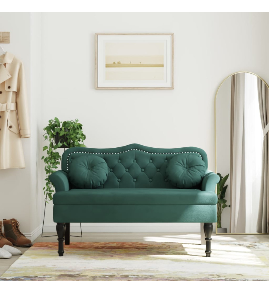 Banc avec coussins vert foncé 120,5x65x75 cm velours