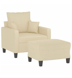 Fauteuil avec repose-pied Crème 60 cm Tissu