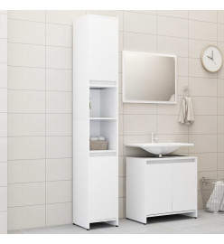 Ensemble de meubles de salle de bain 3 pcs Blanc Aggloméré