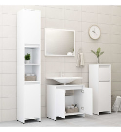 Ensemble de meubles de salle de bain 3 pcs Blanc Aggloméré