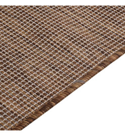 Tapis à tissage plat d'extérieur 140x200 cm Marron