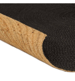 Tapis tressé réversible Anthracite et naturel 180 cm Jute Rond
