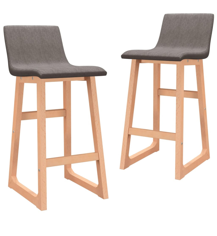 Tabourets de bar lot de 2 gris clair tissu