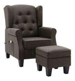 Fauteuil de massage avec repose-pied Taupe Tissu