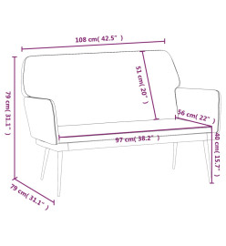 Banc Crème 108x79x79 cm Velours