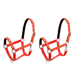 Bride à cheval 2 pcs Taille de cheval adulte Nylon Rouge