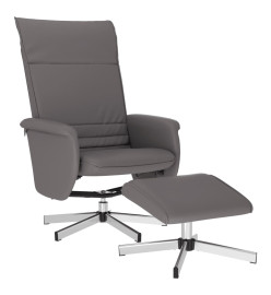 Fauteuil inclinable avec repose-pied gris similicuir