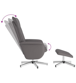 Fauteuil inclinable avec repose-pied gris similicuir