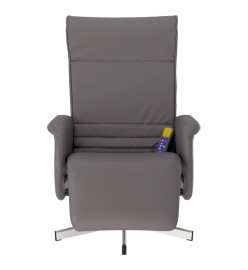 Fauteuil inclinable de massage repose-pieds gris similicuir