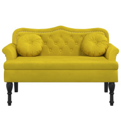 Banc avec coussins jaune 120,5x65x75 cm velours