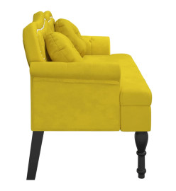 Banc avec coussins jaune 120,5x65x75 cm velours